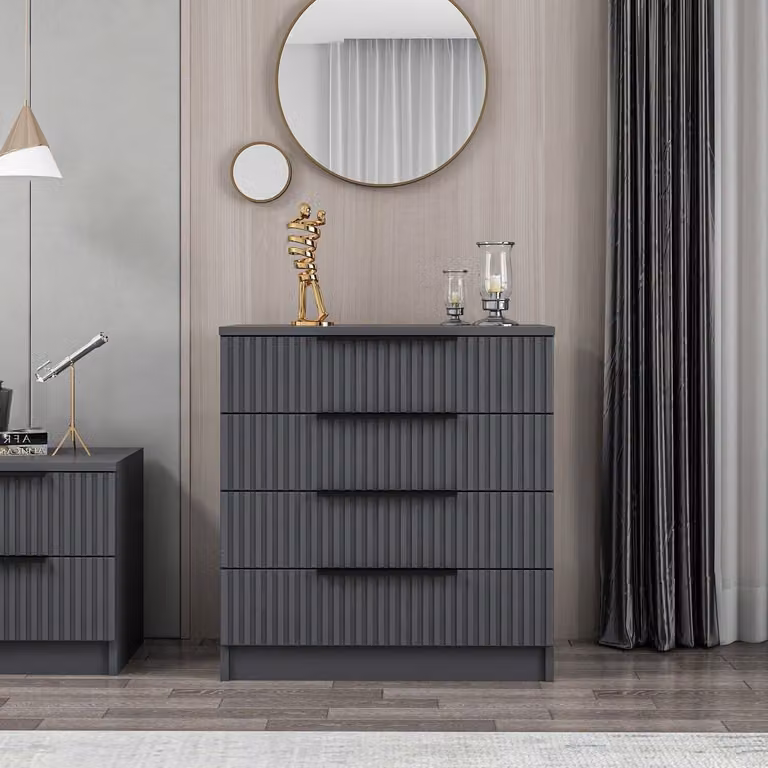 Skye Decor, Kale - 7899, cassettiera, 100% pannelli truciolari rivestiti in melamina, antracite, 72 x 42 x 77 cm