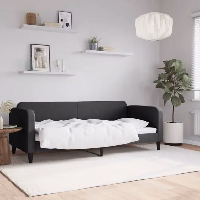 Letto da giorno moderno vidaXL in tessuto nero L: 200 cm, P: 90 cm, H: 75 cm – 1