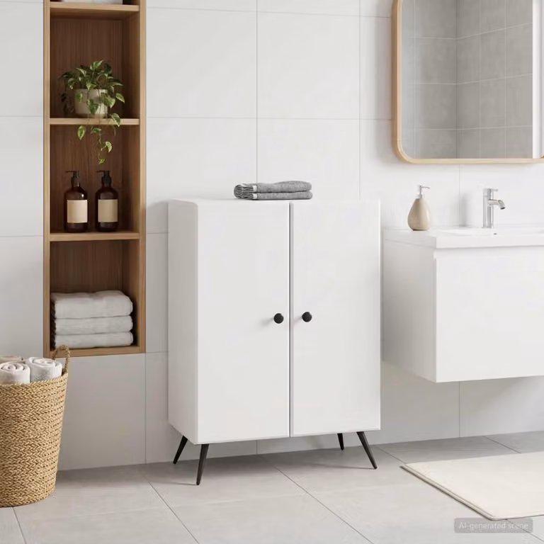 Mobiletto da bagno vidaXL BREDA bianco L: 59,5 cm, P: 31 cm, H: 80 cm