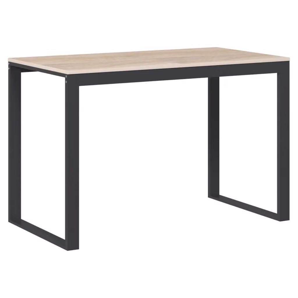Scrivania Computer vidaXL in Legno e Metallo, Nera e Marrone, L 110 x P 60 x H 73 cm – 2