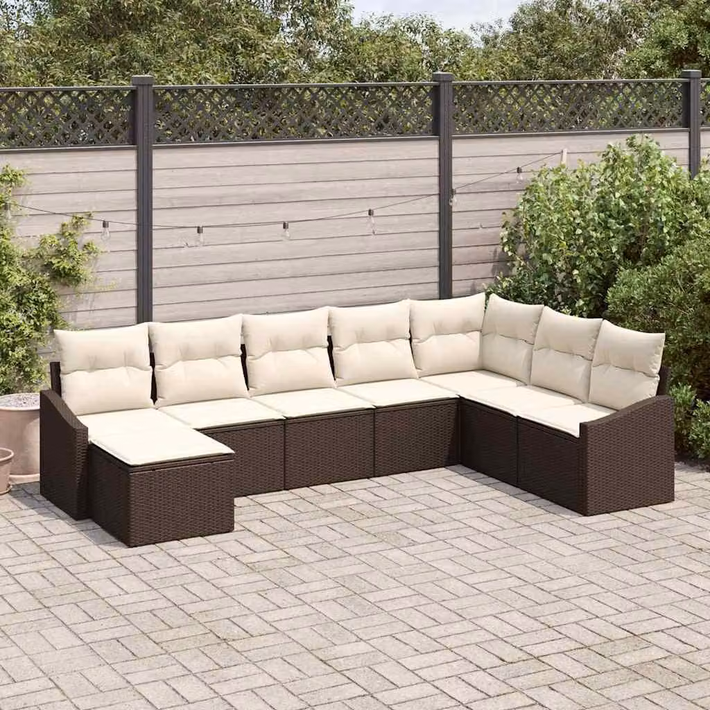 Maison Exclusive - Set di divani da esterno, 8 pezzi, color marrone [Materiale sintetico]: rattan sintetico