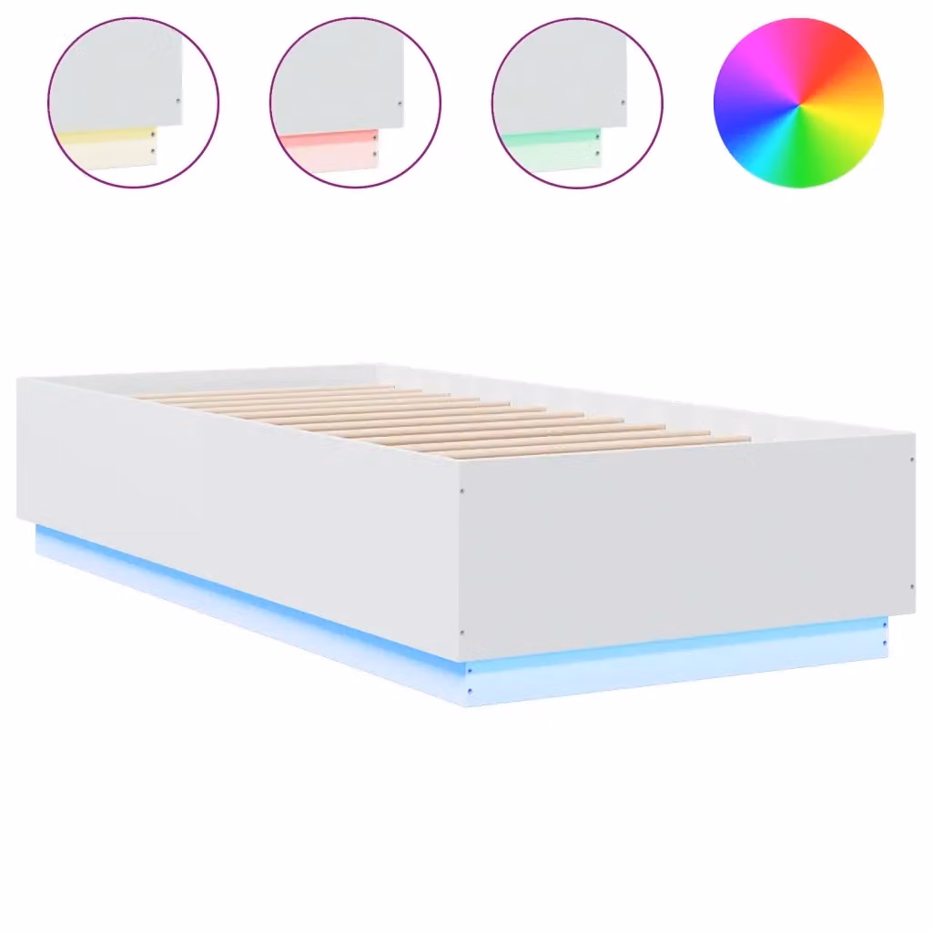 vidaXL Giroletto Moderno in Legno Multistrato Bianco con Luci LED e Porta USB, L/P/H: 200 x 90 x 40 cm – 2