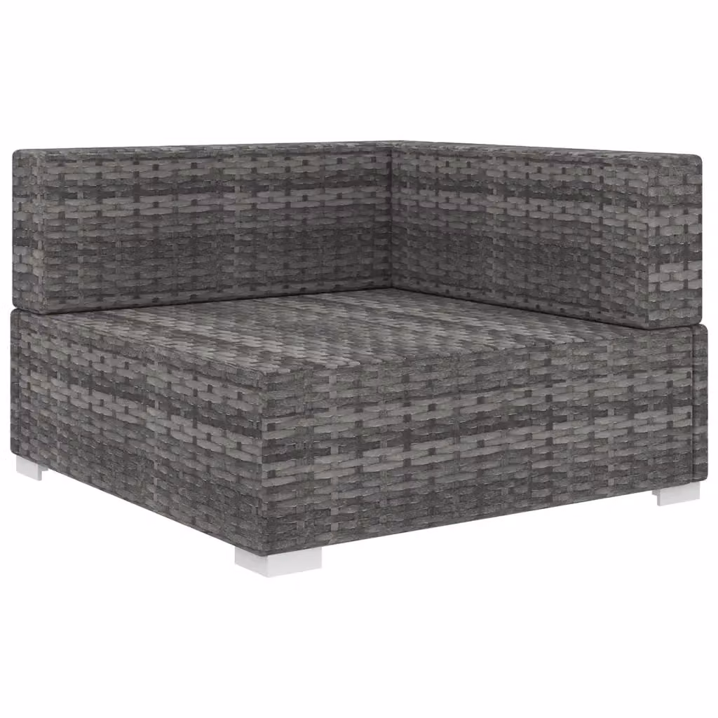 Poltrona Relax Modulare ad Angolo con Cuscini in Polyrattan e Metallo Grigio per Giardino – 2