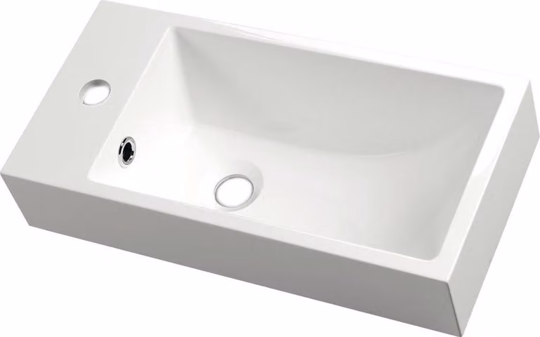 Sapho Small - Lavabo Ariana 500x250 mm, con sfioratore, foro per rubinetto a destra, bianco SM016