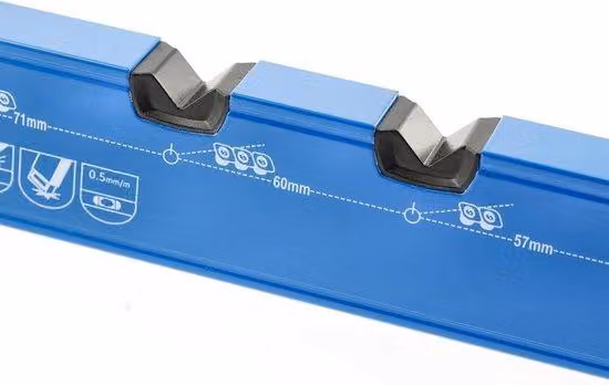 Livella a bolla 480 mm - Precisione a 90° e 180° - 0,5 mm/m - Telaio in alluminio da 16 mm blu