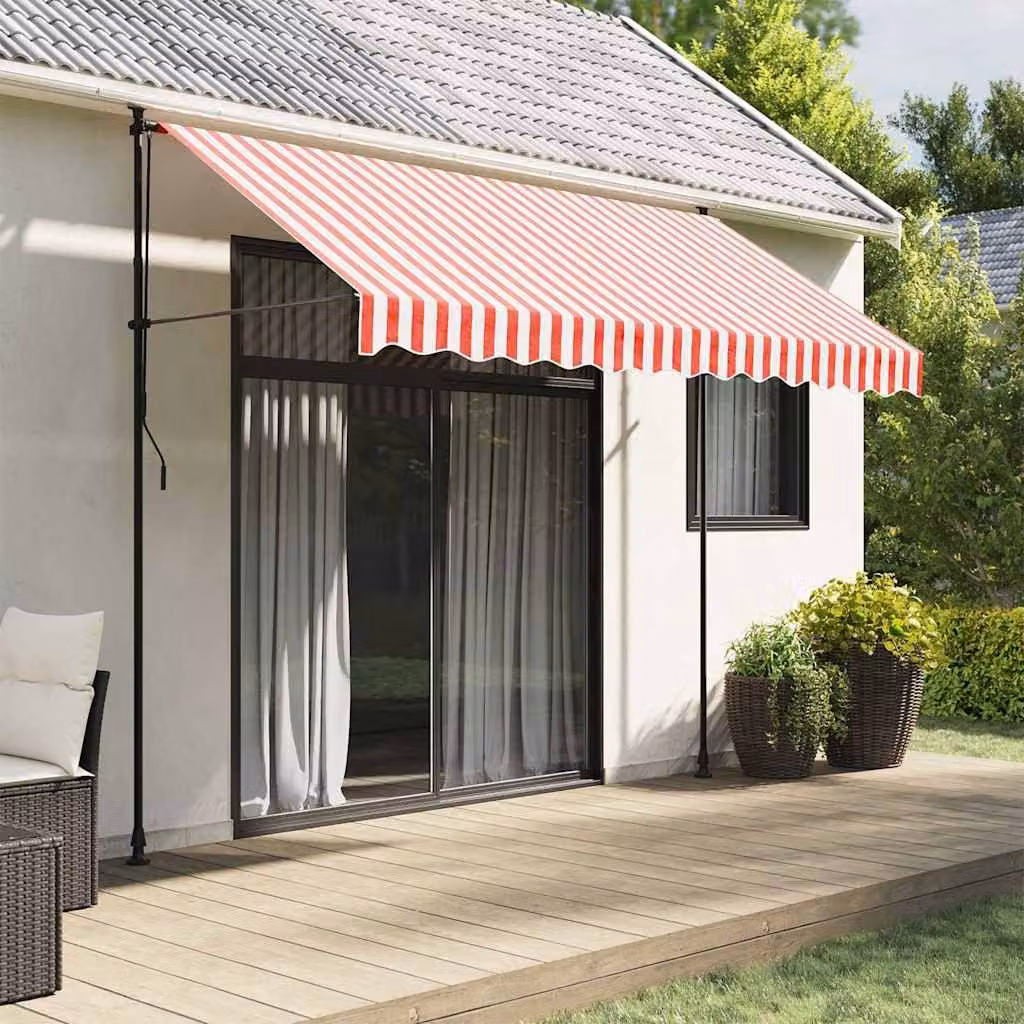 Telo di ricambio per tenda da sole vidaXL in poliestere multicolore rosso e bianco, L: 3 m, P: 2,5 m