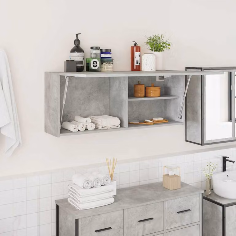 Armadietto da parete vidaXL Grigio, design minimalista con ante a battente e ripiani interni, L 100 cm x P 25 cm x H 40 cm