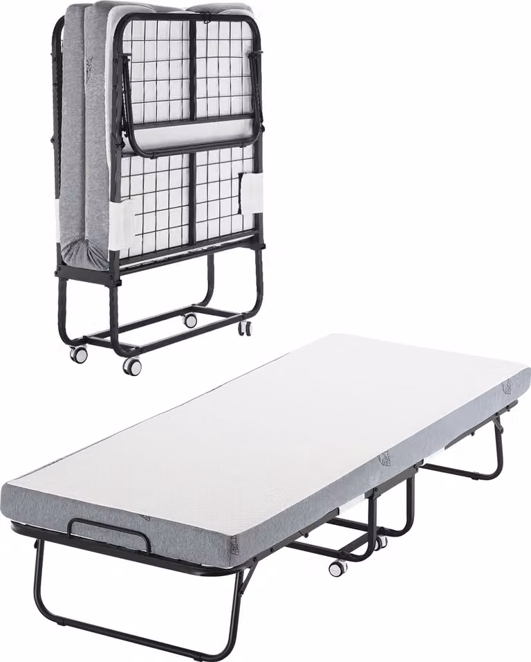 SucceBuy Letto a scomparsa da 31 x 75 pollici, letto singolo pieghevole con materasso in memory foam da 4 pollici, robusta struttura in metallo, letto portatile per adulti e ospiti
