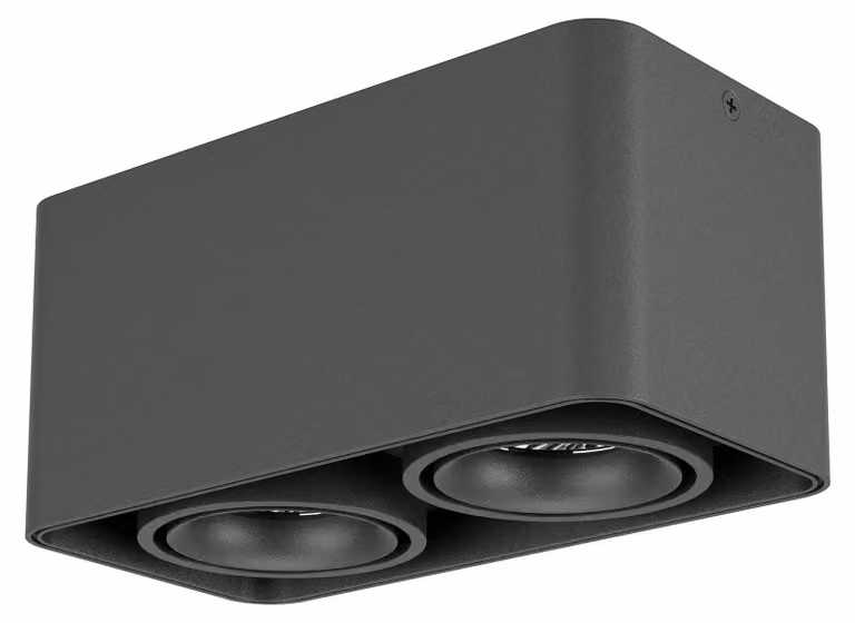 XKUBO SURF. Lampada a LED, quadrata, compatibile con dimmer TRIAC, 2x10W, 220-240V AC, indice di resa cromatica (CRI) 90, angolo di emissione 36 gradi, finitura nera (SBK), temperatura di colore 3000K