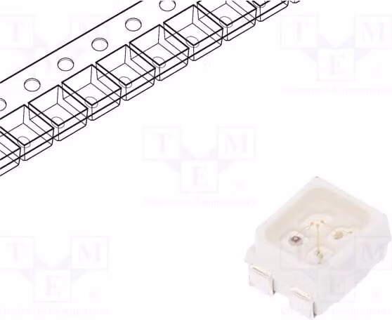 1 LED, dimensioni 3,5x2,8x1,9 mm, angolo di emissione 120°, corrente di funzionamento 20 mA, tecnologia SMD 3528, package PLCC4, potenza 120/110/110 mW, codice prodotto 67-23/R6GHBHC-B05/2T