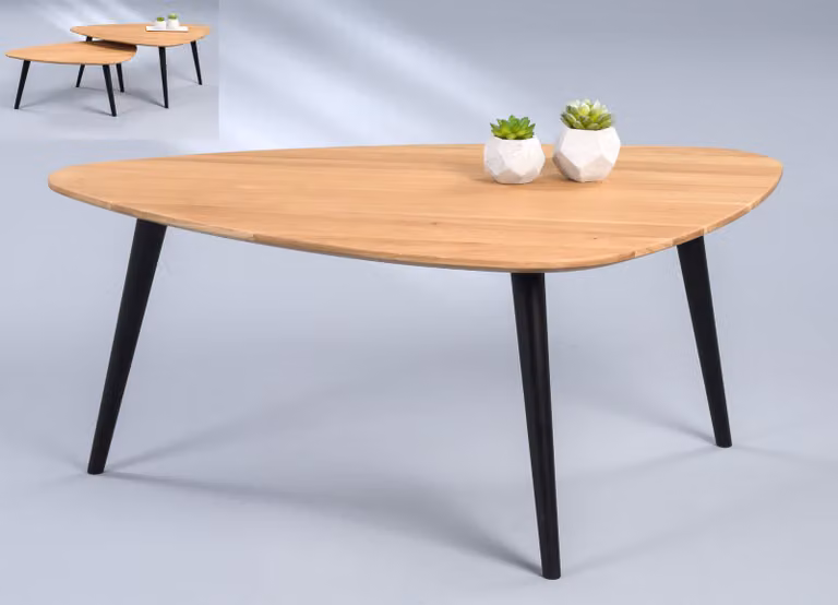 Tavolino Elanda 2 - Legno massello di rovere naturale - colore marrone - dimensioni: 105x44x70 cm