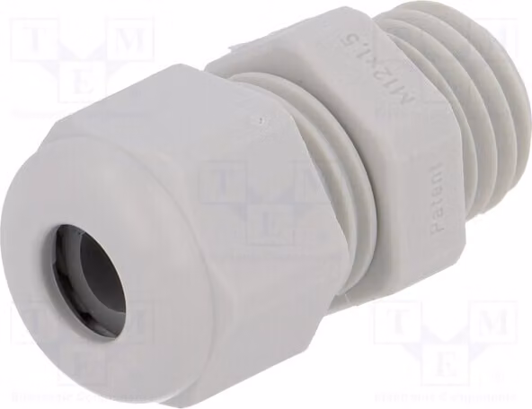 5 connettori per cavi, grado di protezione IP68, colore grigio chiaro, codice prodotto 1.209.1200.51, passo 1,5 mm, filettatura: M12
