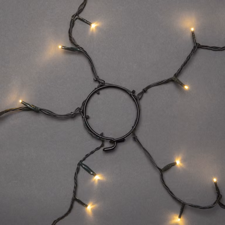 Konstsmide - Mantello a LED con anello, per albero di Natale, 5 fili da 40 diodi ciascuno, preassemblati, 200 diodi bianchi caldi, trasformatore interno da 24 V, cavo verde scuro; 6361-120
