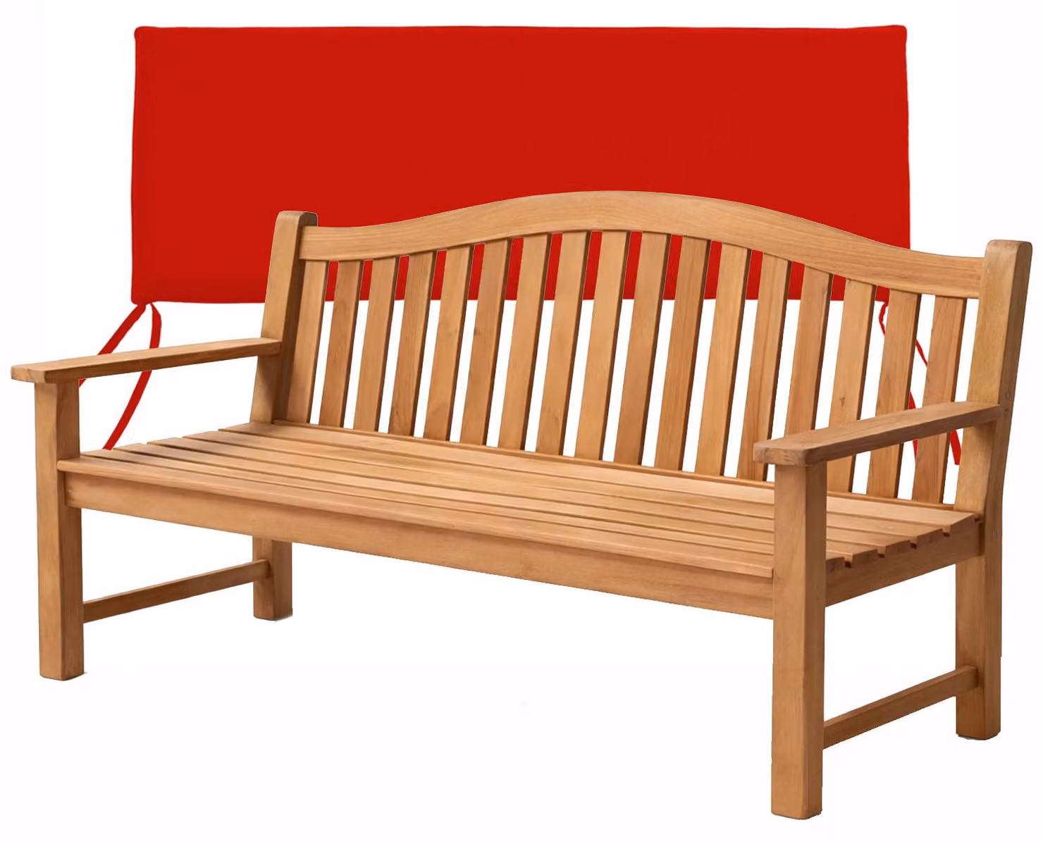 Panca in legno di teak, particolarmente robusta, modello Catania, 180 cm + cuscino seduta rosso