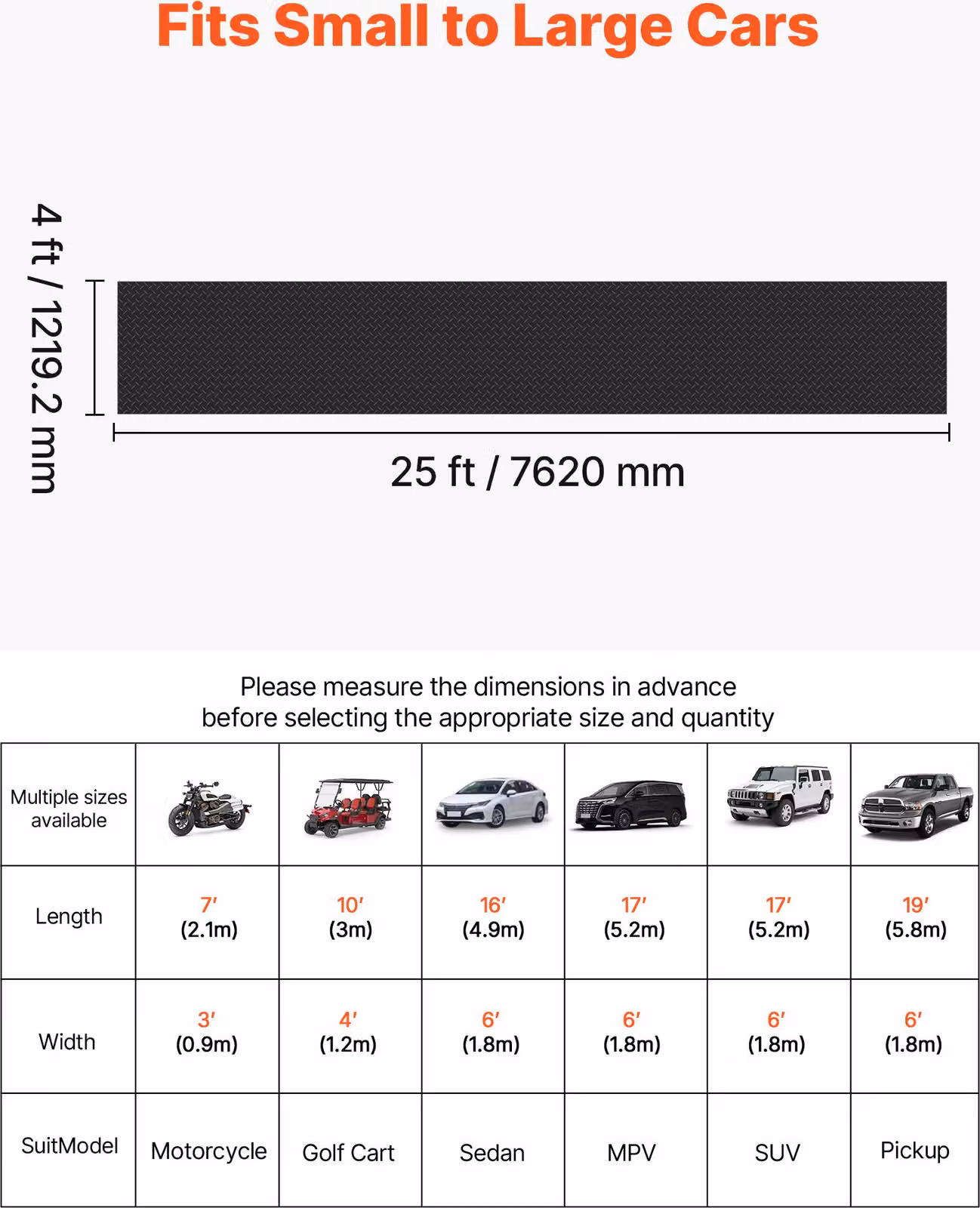 SucceBuy tappetino in gomma 1219,2x7620 mm, spessore 3 mm, tappetino antiscivolo, protezione resistente del pavimento, facile da pulire, adatto per magazzini,fitness, rimorchi, nero