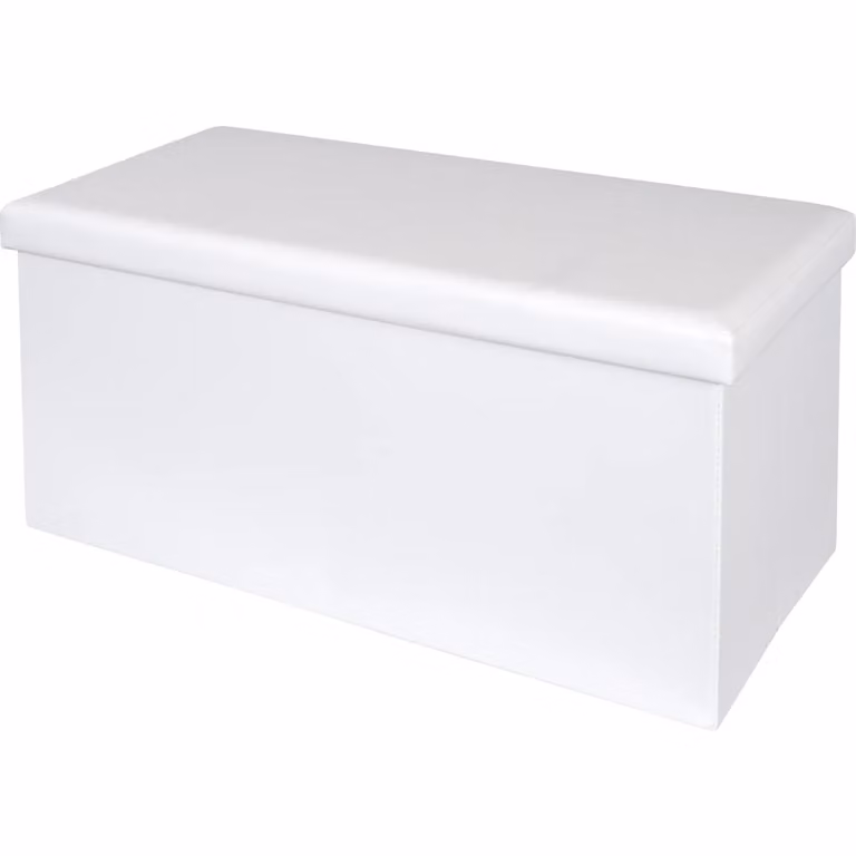 Vestiamo Casa Pouf Contenitore Bianco in Ecopelle con Design Moderno L: 76 cm, P: 38 cm, H: 38 cm