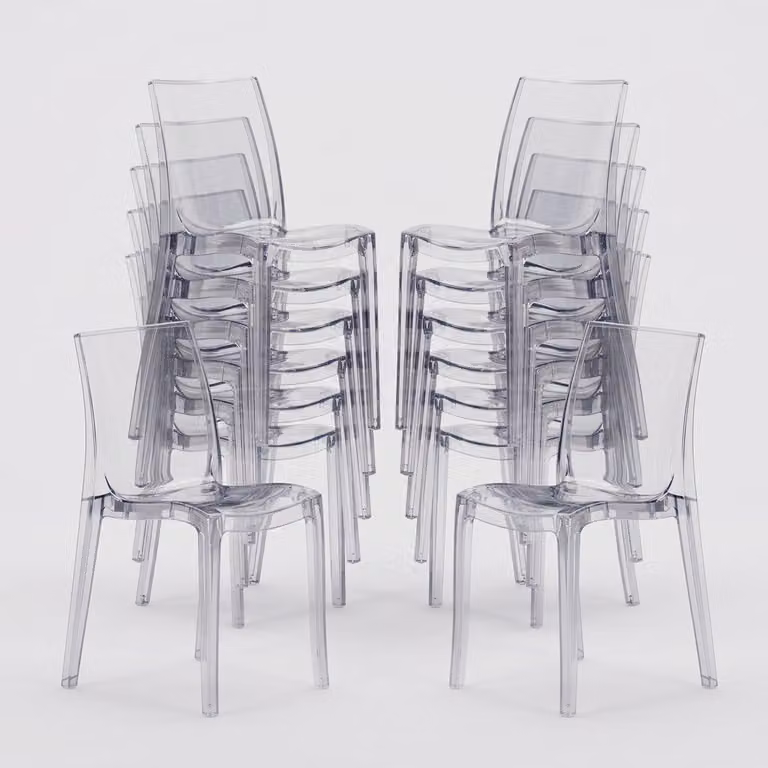 set di 18 sedie trasparenti Cristal Light Grand Soleil per bar e ristoranti - Trasparente