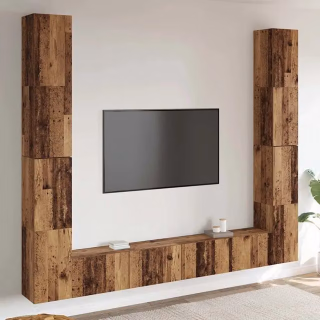 Set di mobili TV a parete da 6 pezzi vidaXL in legno e MDF color marrone stile moderno