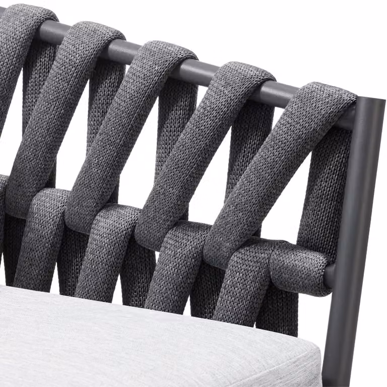 Sedia Lugano TecTake con design Rope e struttura in alluminio antracite, completa di cuscini rimovibili per esterno