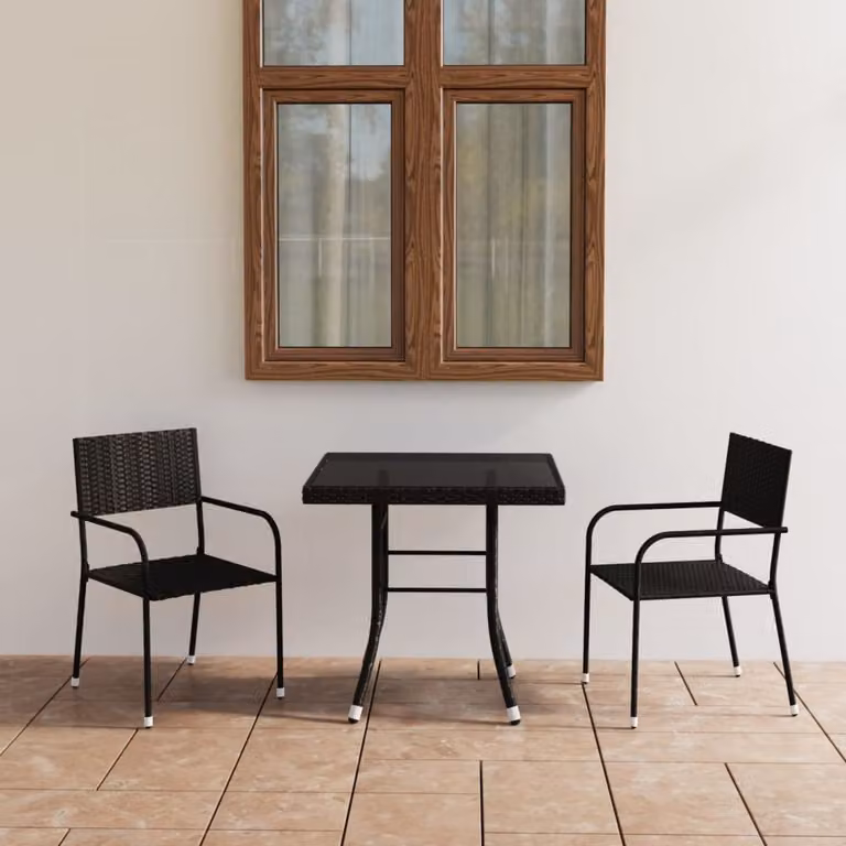 Maison Exclusive - Set da pranzo da giardino a 3 pezzi in rattan sintetico nero