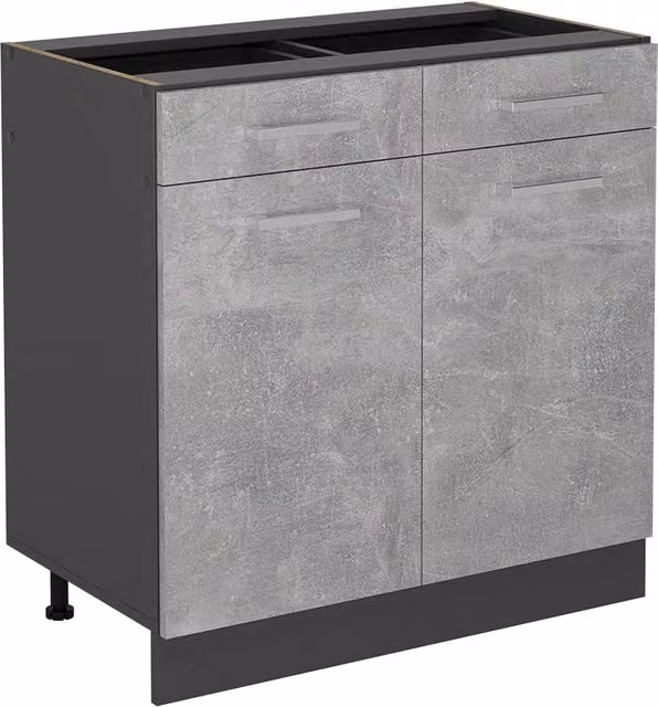 Mobiletto base per cucina Vicco R-Line Antracite e Grigio con ante a battente e cassetti senza piano di lavoro – 1