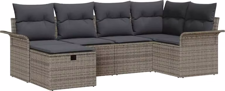 Set Divano da Giardino con cuscino 6 pcs Poly Rattan