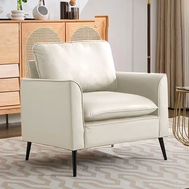 Sofa relax Zephmum in ecopelle bianca con braccioli e design minimalista L 80 x P 68 x H 68 cm – 1