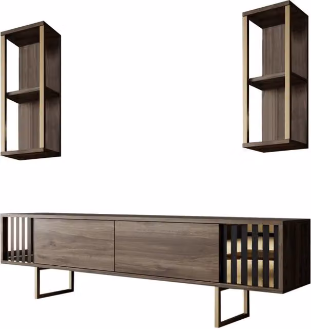 Mobile TV in legno "Gold Line" - 180 x 30 x 48 cm - Noce nero
