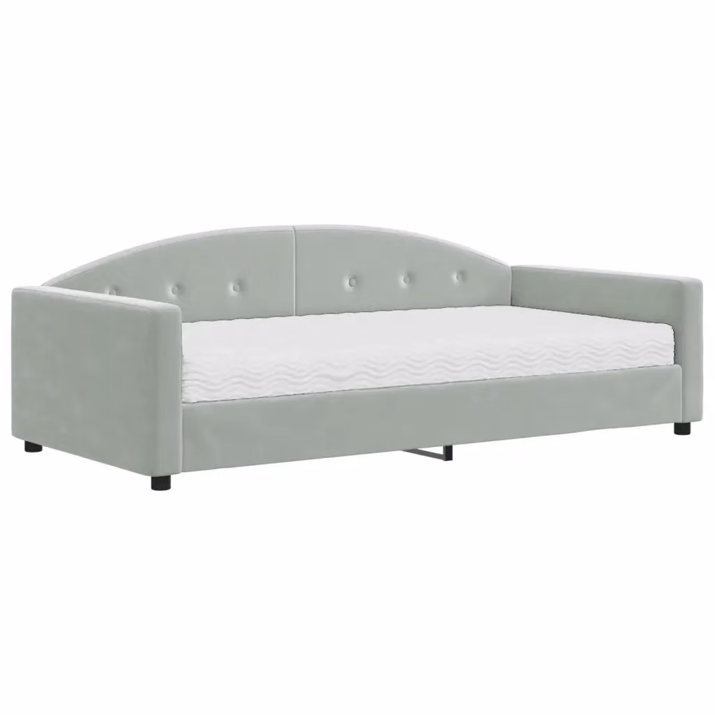 Divano Letto vidaXL in Velluto Grigio con Materasso in Schiuma L/P/H: 222 x 110 x 75 cm, Materasso 100 x 200 cm – 2