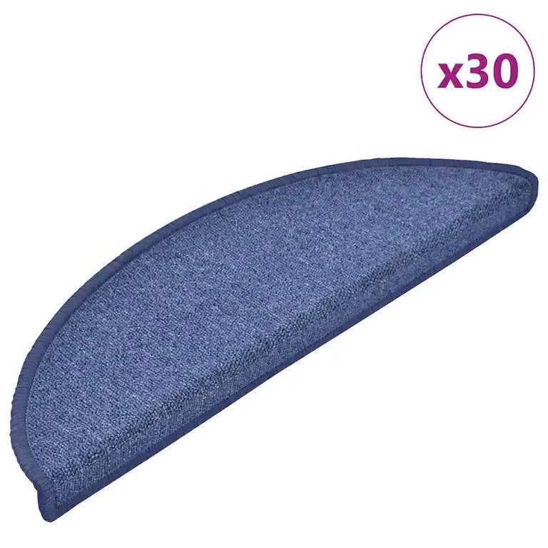 Set di 30 tappetini per scale semicircolari vidaXL blu in polipropilene antiscivolo e autoadesivi, L: 56 cm, H: 3,5 cm