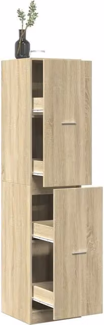 Armadietto da Farmacia a Parete vidaXL in Rovere con Ripiani e Cassetti, L: 40 cm, P: 41 cm, H: 174,5 cm