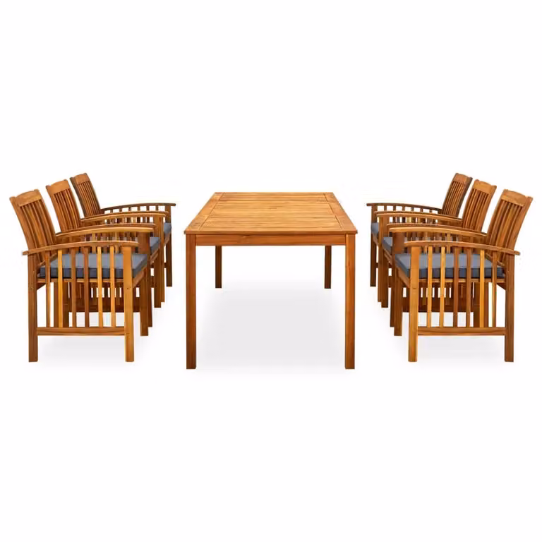 Set da Pranzo da Giardino 7 pz con Cuscini Massello di Acacia