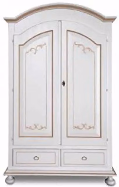 Armadio Shabby Chic KIVIO in legno di abete bianco e nocciola con ante a battente L: 125 cm, P: 60 cm, H: 200 cm