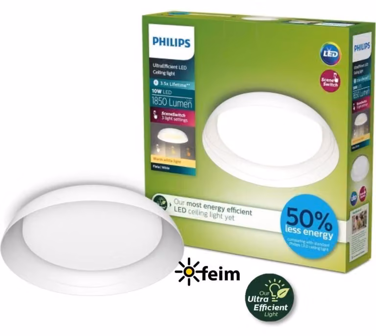 Philips Lampada da soffitto, 10 W, LED, 1850 lm, IP20, Bianca