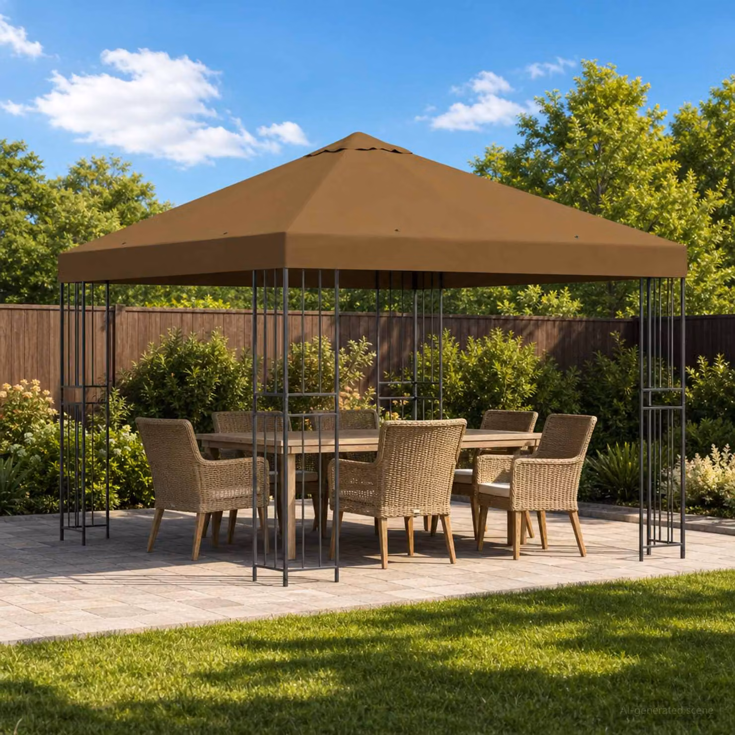 Gazebo vidaXL moderno in acciaio galvanizzato e poliestere, L: 300 cm, P: 300 cm, H: 276,5 cm