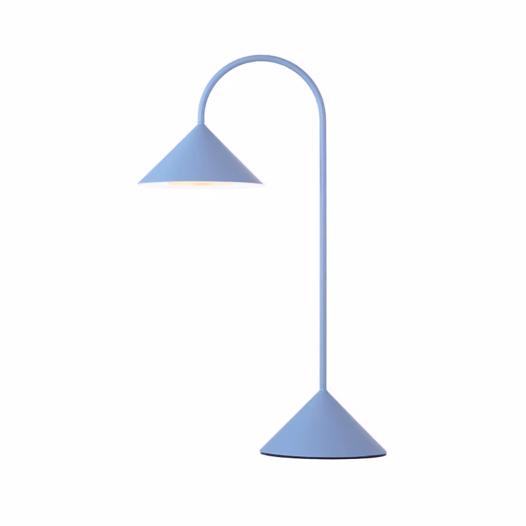 FRANDSEN Lampada da tavolo LED ricaricabile Grasp, azzurro, altezza 47 cm dimmerabile, Blu, Metallo, Design