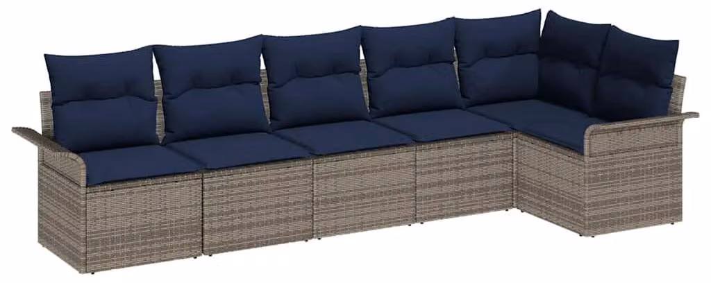 Set Divano da Giardino 6 pcs Grigio polyrattan