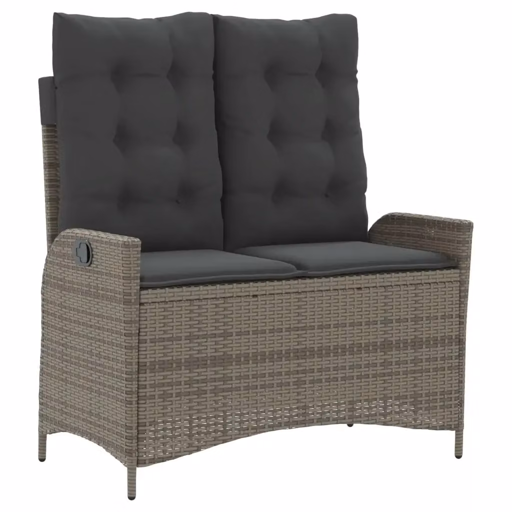 Panca Reclinabile da Giardino Outsunny Grigia in Polyrattan con Cuscini – 2