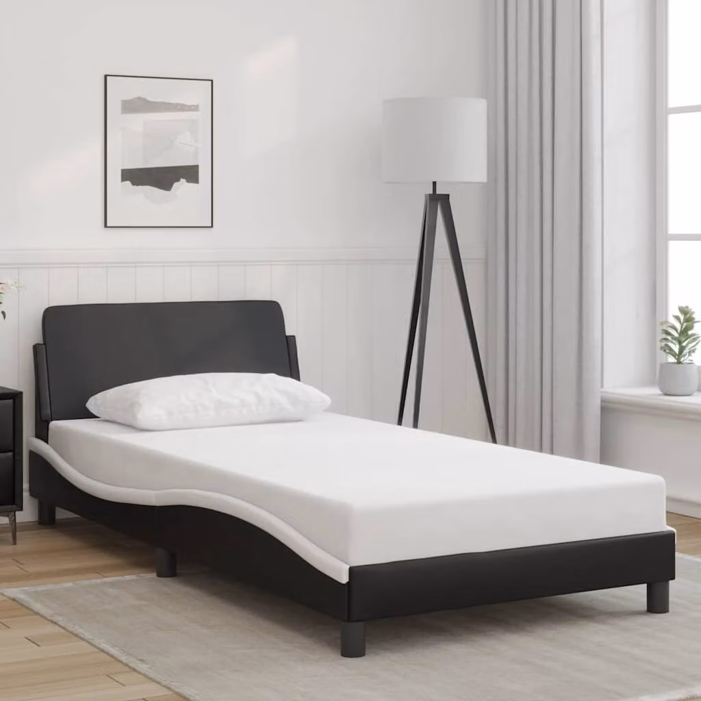 Giroletto vidaXL Dover in similpelle nero e bianco L 90 x P 190 cm