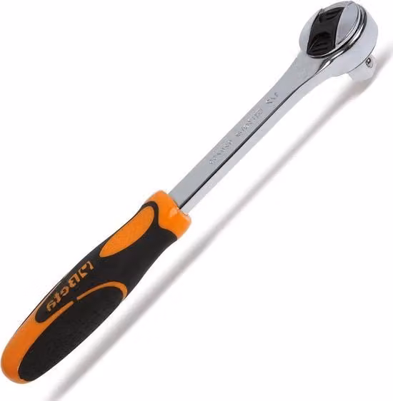 Cricchetto reversibile con attacco quadro maschio 1/2" in alluminio cromato argento senza marca
