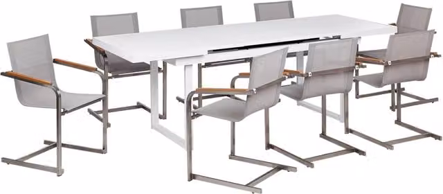 Set da pranzo da giardino estensibile Beliani per 8 persone in alluminio Bianco e Beige