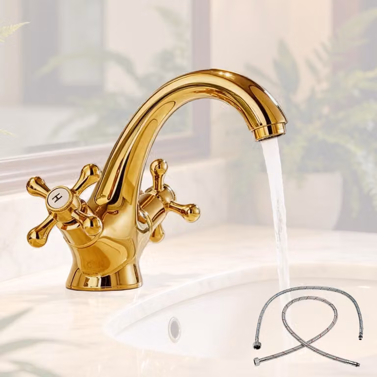 Rubinetto per lavabo in stile retrò con due manopole