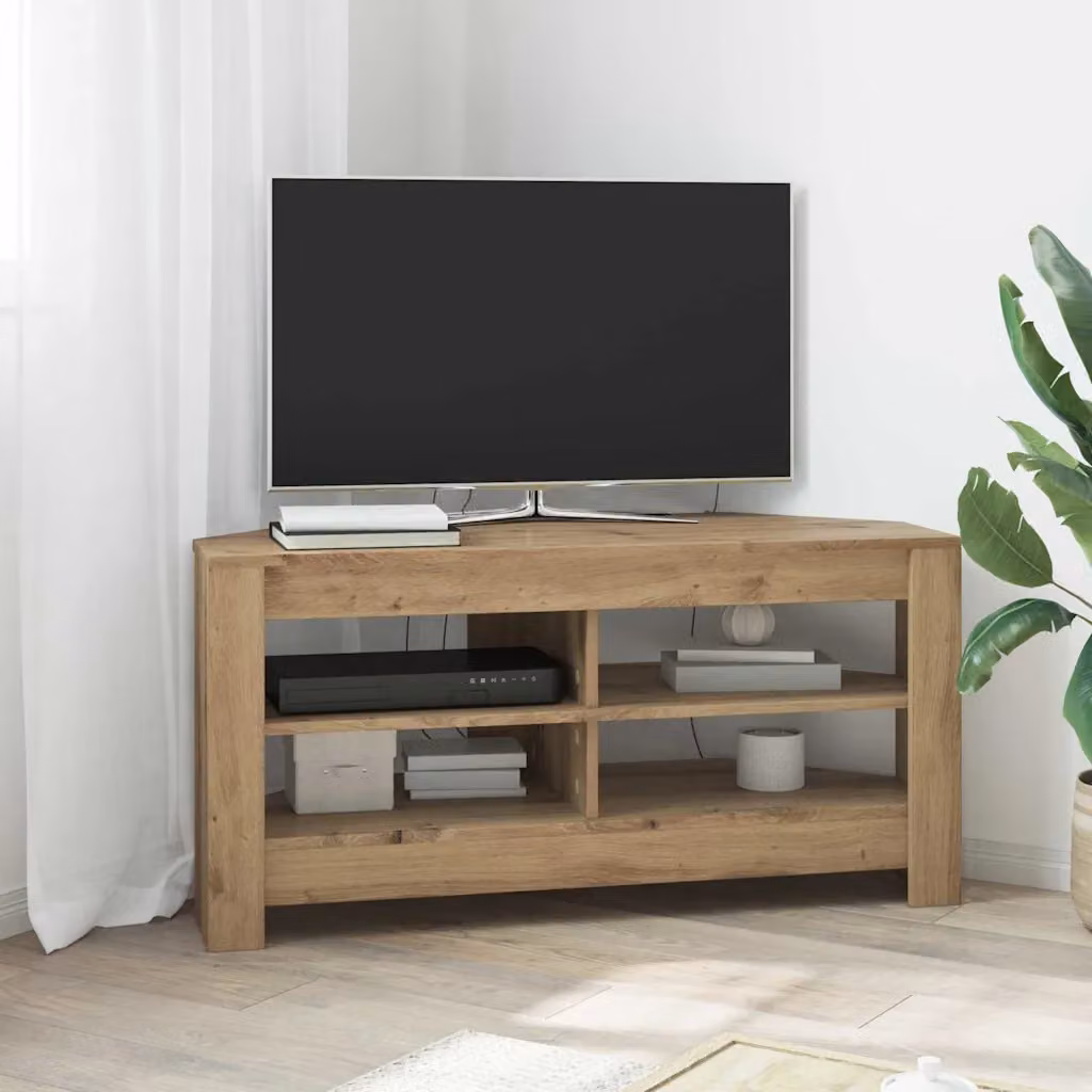 Mobile TV angolare vidaXL in rovere artigianale e legno marrone, L 102 x P 40,5 x H 45 cm
