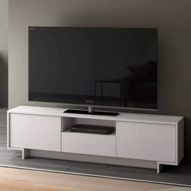 Mobile porta TV Atina DMORA Made in Italy con un cassetto, Bianco, L 170 cm x P 42 cm x H 48 cm – 1