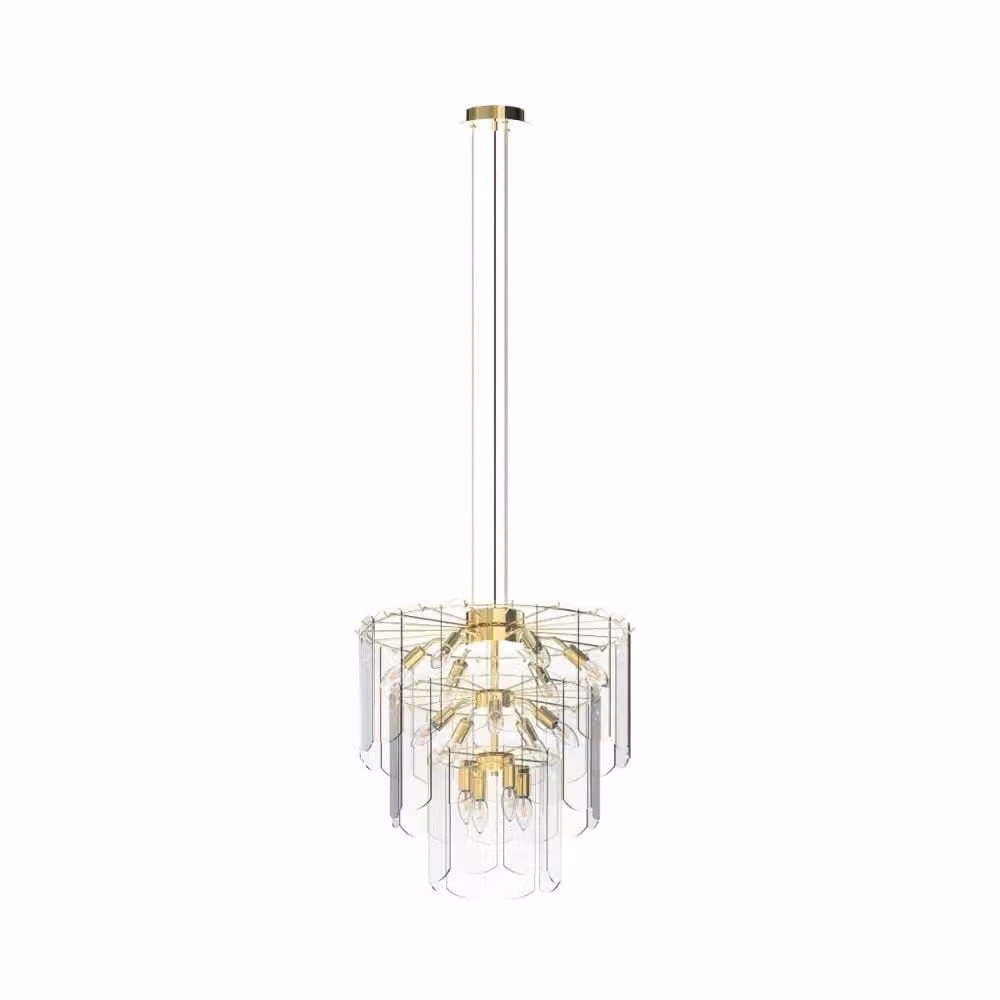 Lampadario NIRA oro-trasparente 14xE14x40W in vetro, dimensioni: 180x56x56 cm, IP20, Zuma Line