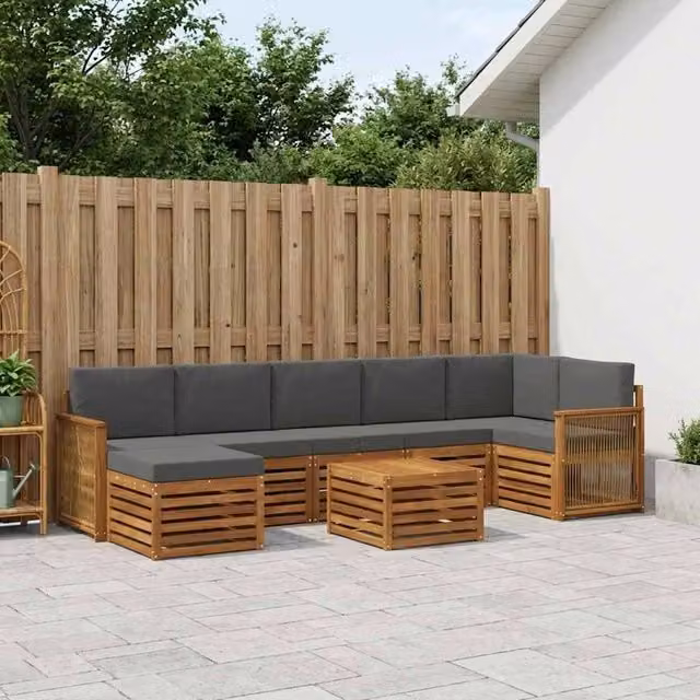 Set di divani da esterno 7 pz Naturale e Antracite 3384658