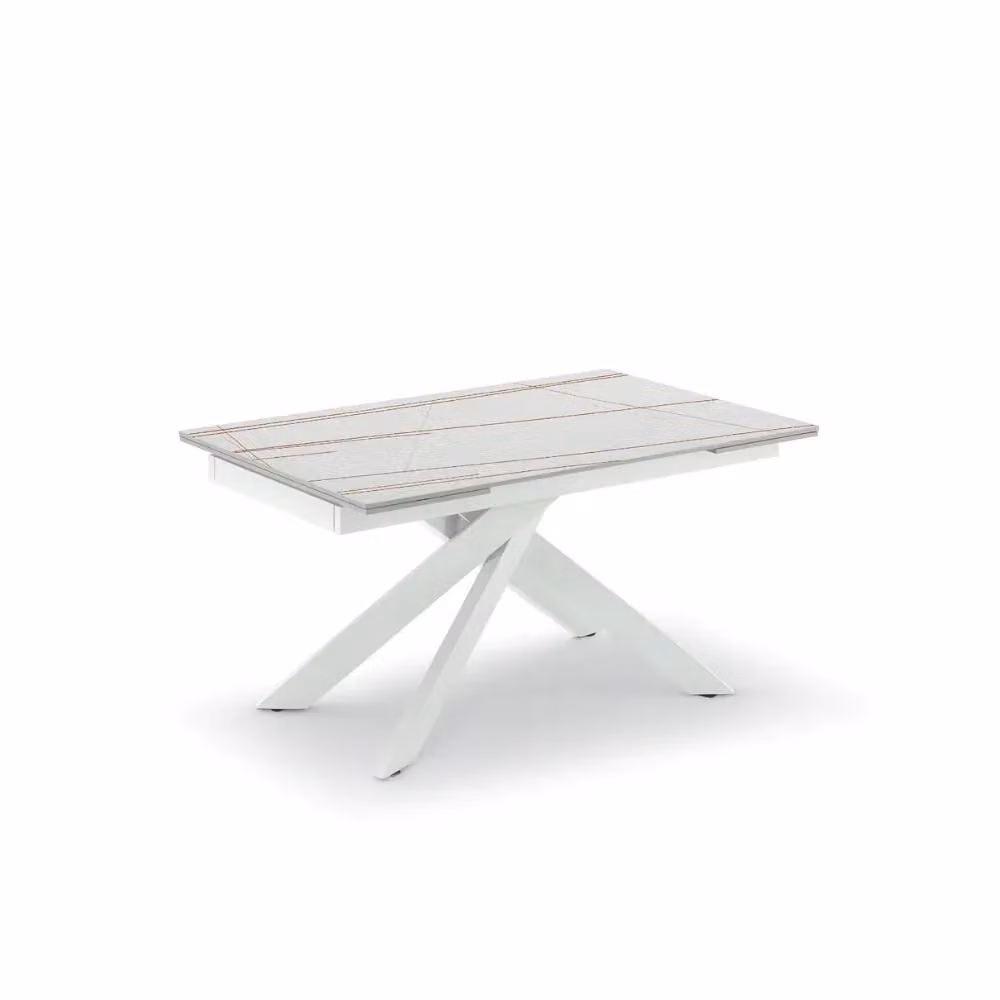 Tavolo da pranzo rettangolare allungabile Nexus Duzzle in ceramica bianca effetto marmo, L/P: 140-200 x 80 cm – 2