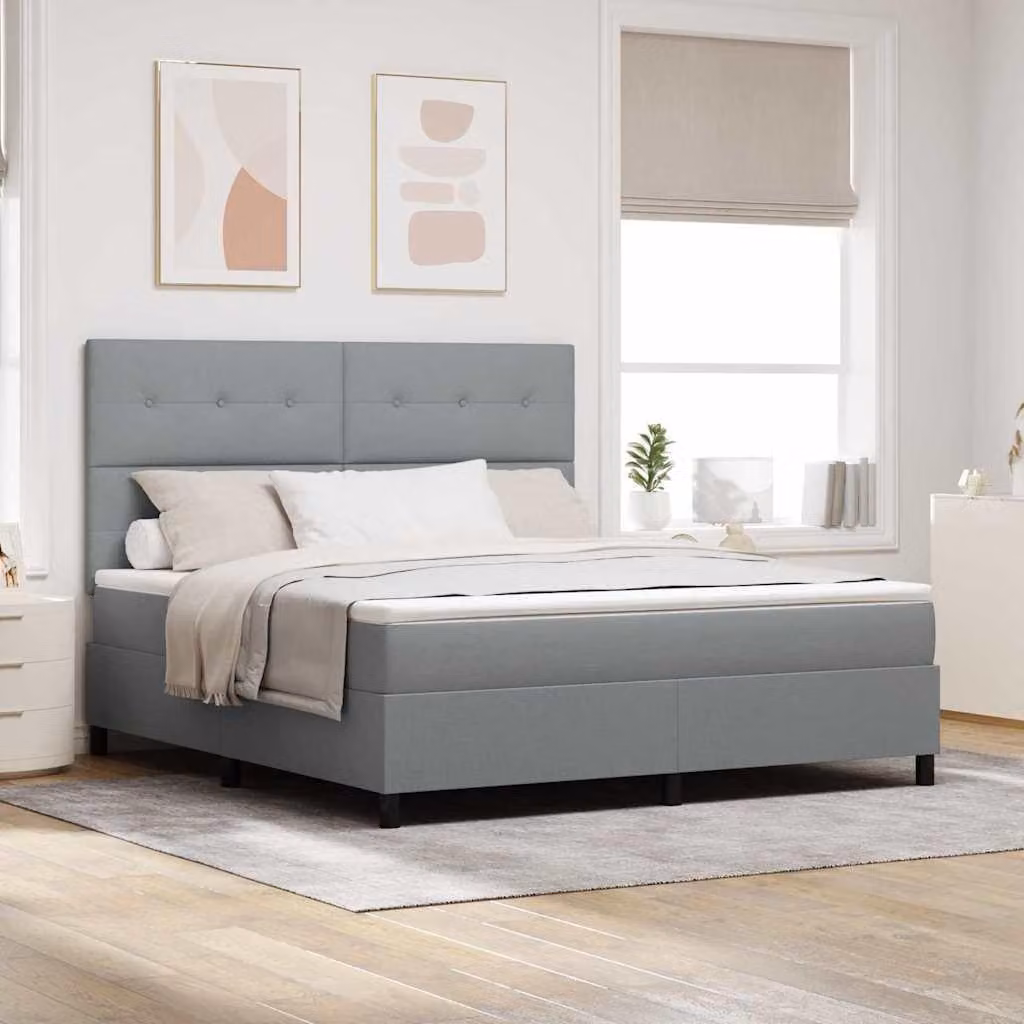 Maison Exclusive - Letto boxspring con testiera grigio chiaro 180 x 200 cm in tessuto
