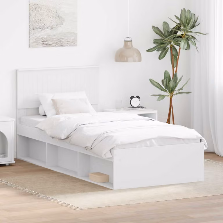 Struttura del letto vidaXL in pino massello bianco 90 x 200 cm