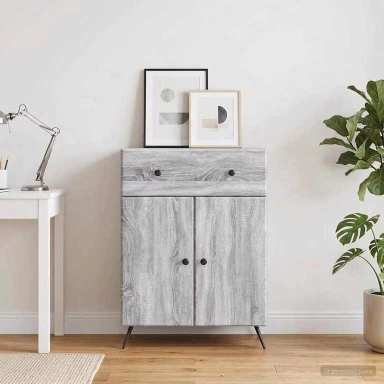 Credenza moderna vidaXL in legno ingegnerizzato MDF Grigio Sonoma L: 66 cm, P: 34,5 cm, H: 90 cm